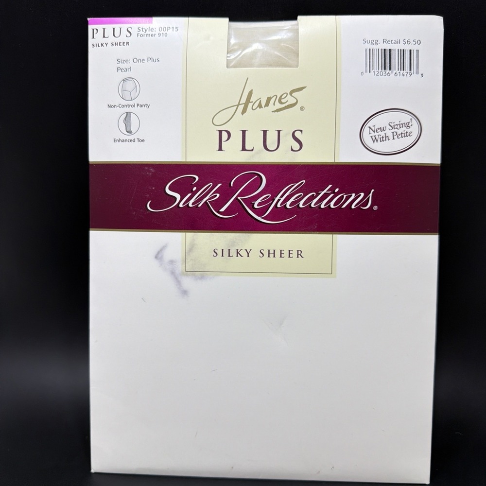 Hanes Plus Silk Reflections Silky Sheer Pantyhose Pearl One Plus 00P15 New